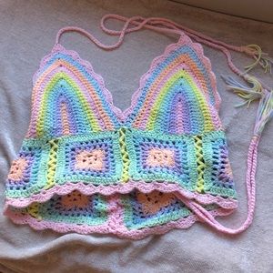 Crochet rainbow top